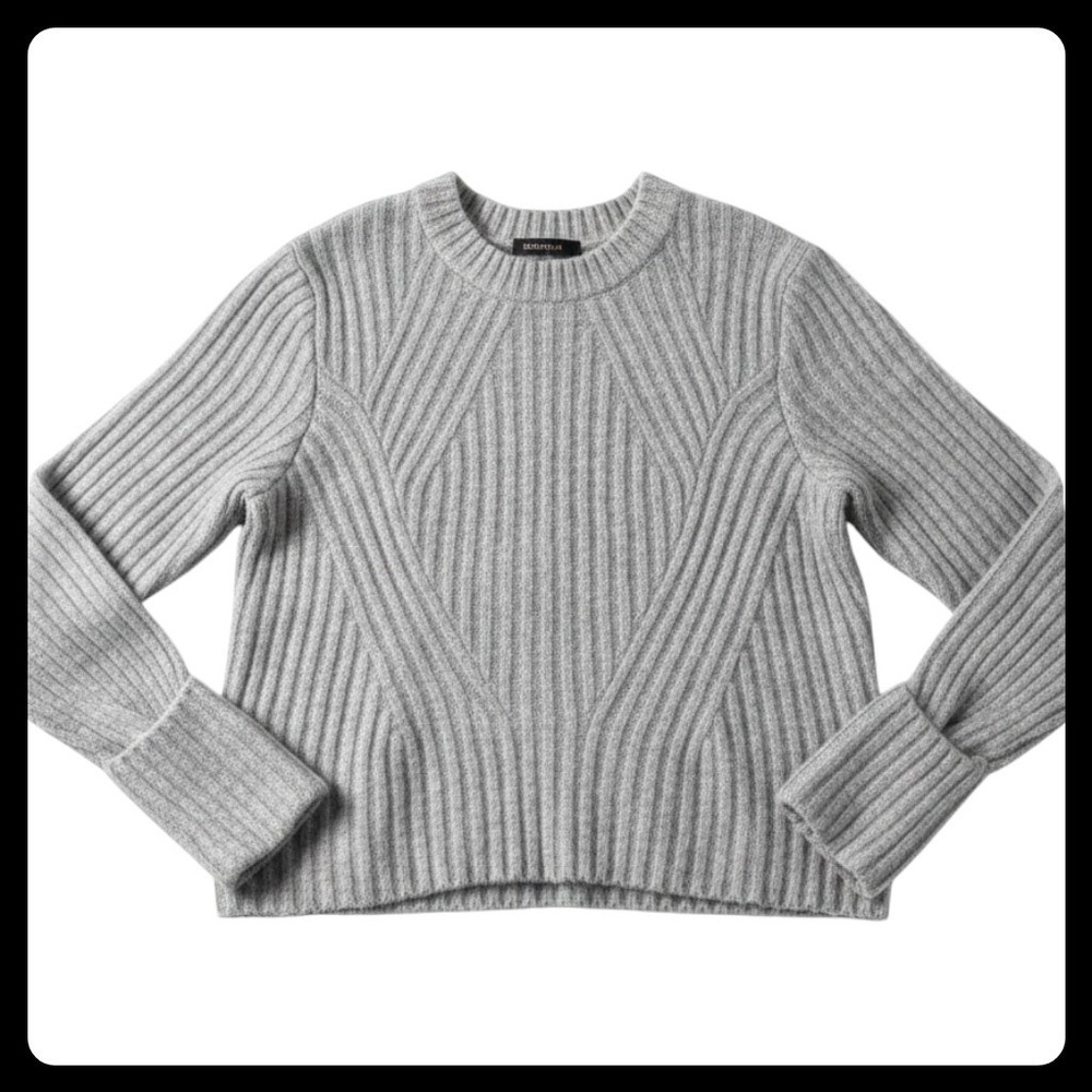 H&M Divided Ribbed Knit Sweater Women Medium Gray Alpaca Wool Blend Pullover